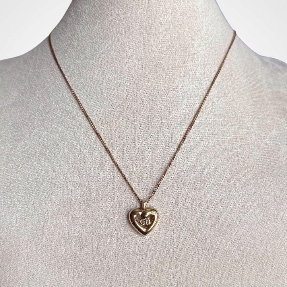 Christian Dior Gold Heart Pendant Necklace